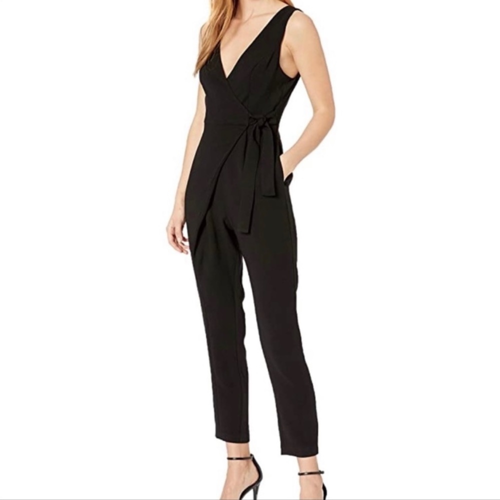 BCBGeneration Black Sleeveless Tie Front Jumpsuit, Size 0